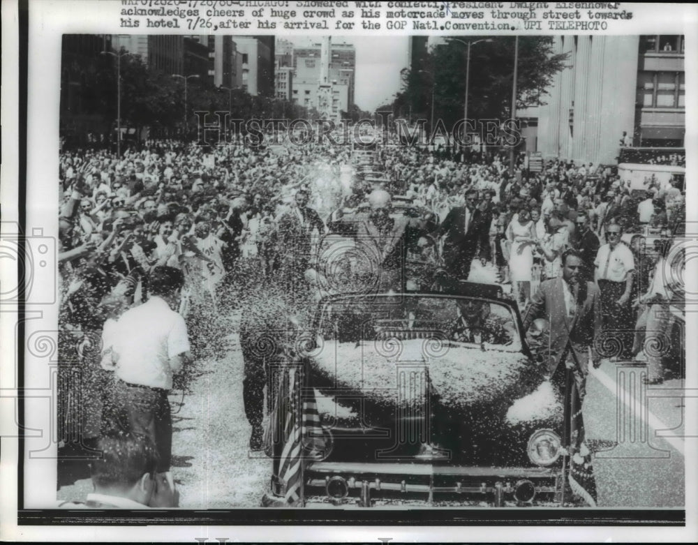 1960 Press Photo Dwight Eisenhower Motorcade in Chicago GOP National Convention