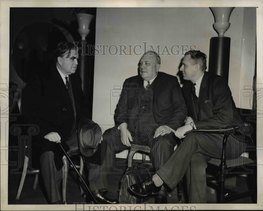 1941 Press Photo John L. Lewis, Ezra Van Horn, John R. Steeman in Negotiations