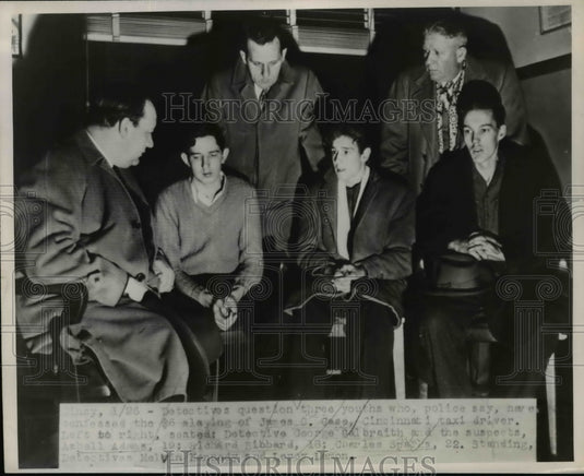1948 Press Photo Detectives Question Confessed Killers of James O. Case