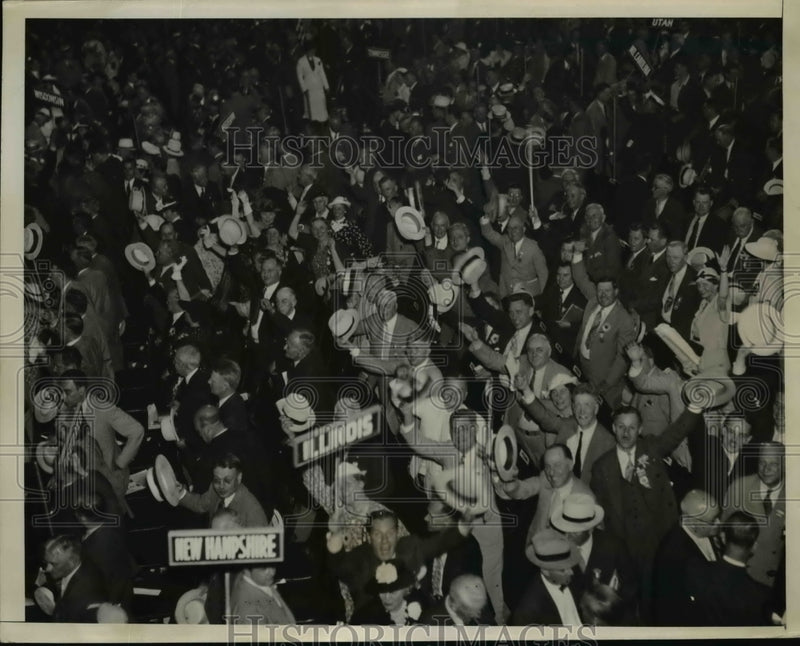 Load image into Gallery viewer, 1936 Press Photo New York Delegation cheers the for Vice Pres.Col Frank Knox
