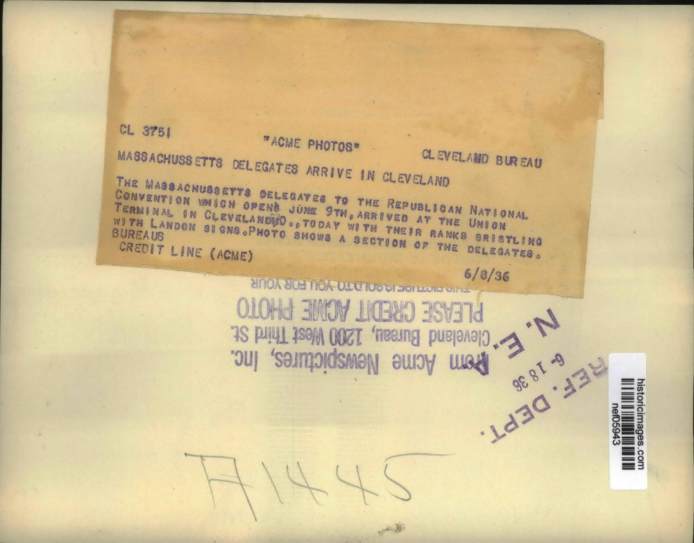 1936 Press Photo Massachusetts Delegates to Republican National Convention