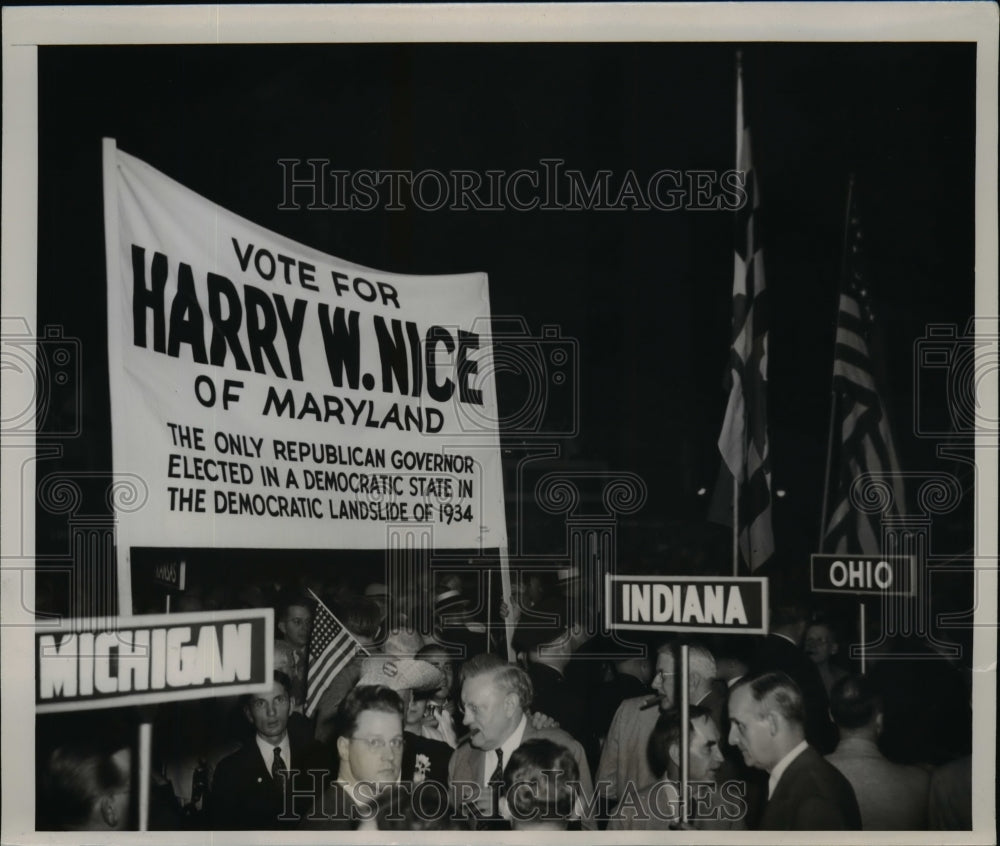 1936 Press Photo Harry W. Nice Demonstration at the GOP Natl. Convention