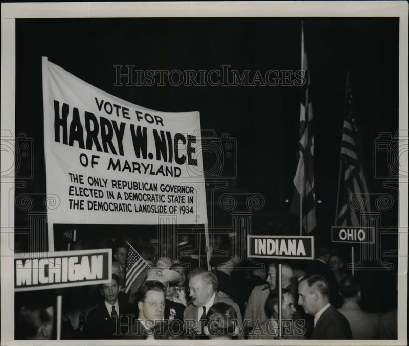 Load image into Gallery viewer, 1936 Press Photo Harry W. Nice Demonstration at the GOP Natl. Convention
