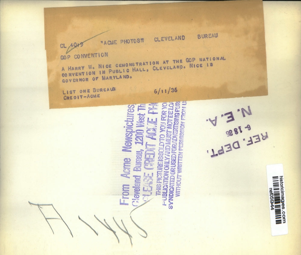 1936 Press Photo Harry W. Nice Demonstration at the GOP Natl. Convention