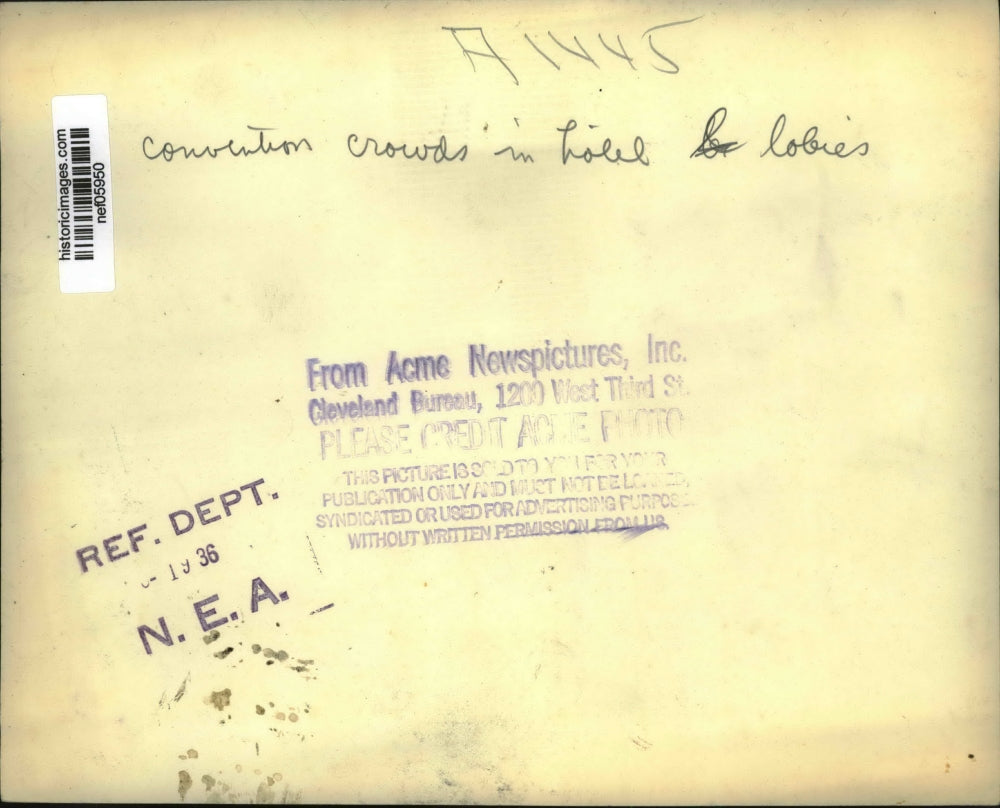 1936 Press Photo Convention crowds in Hotel lobbies - nef05950