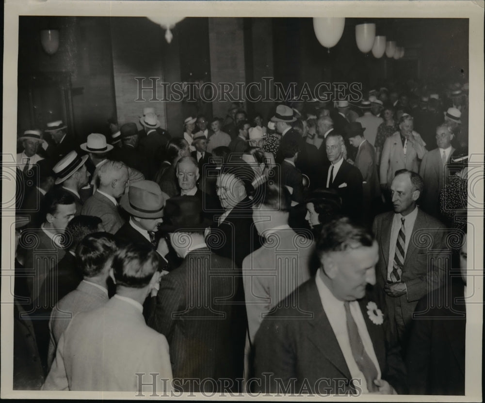 1936 Press Photo Delegates in the Lobby of the Hotel Cleveland in Ohio