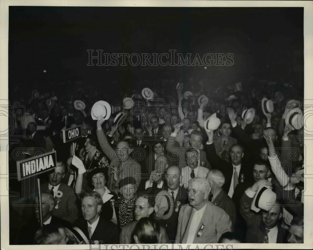 1936 Press Photo Delegates Cheering at GOP Republican National Convention