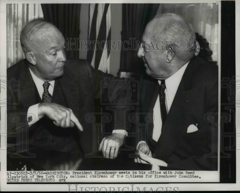 Load image into Gallery viewer, 1956 Press Photo Pres.Dwight Eisenhower with John Reed Killpatrick - nef06147
