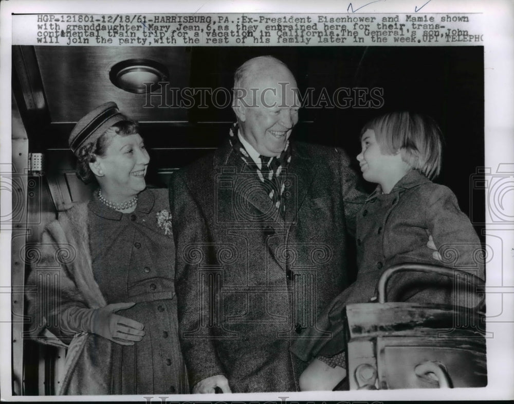 1961 Press Photo Dwight Eisenhower and Mamie with granddaughter Mary Jean