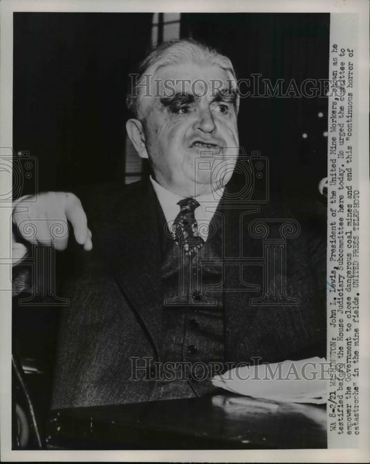 1952 Press Photo John L. Lewis, President United Mine Workers in Senate Meeting