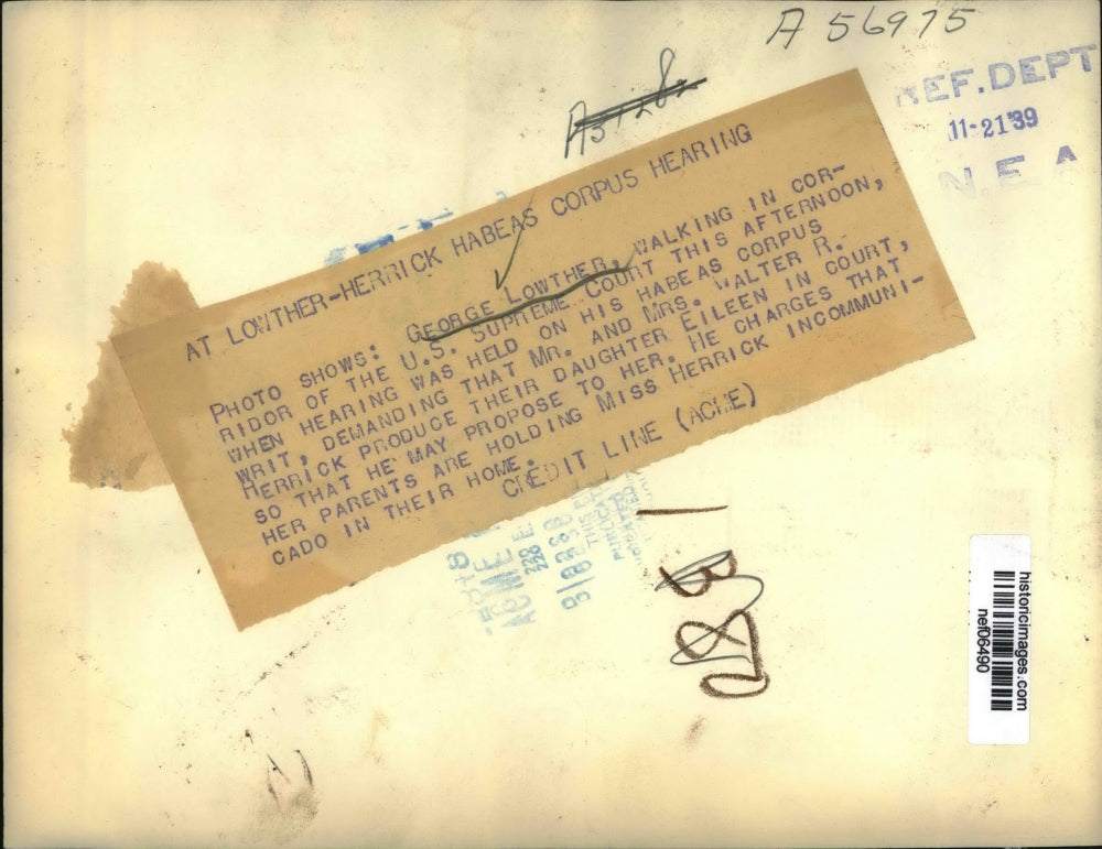 1939 Press Photo George Lowther at Habeas Corpus Hearing, U.S. supreme court