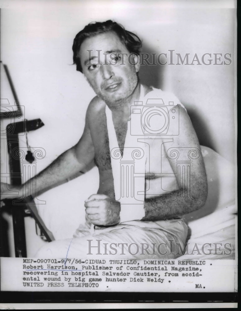 1956 Press Photo Robert Harrison Recovering from Gunshot Wound from Dick Weldy