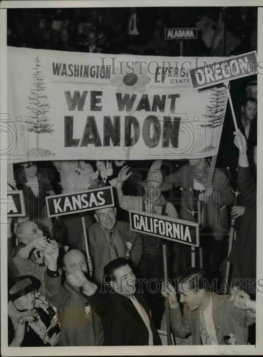 1936 Press Photo Washington Delegation at cheered for Landon for President