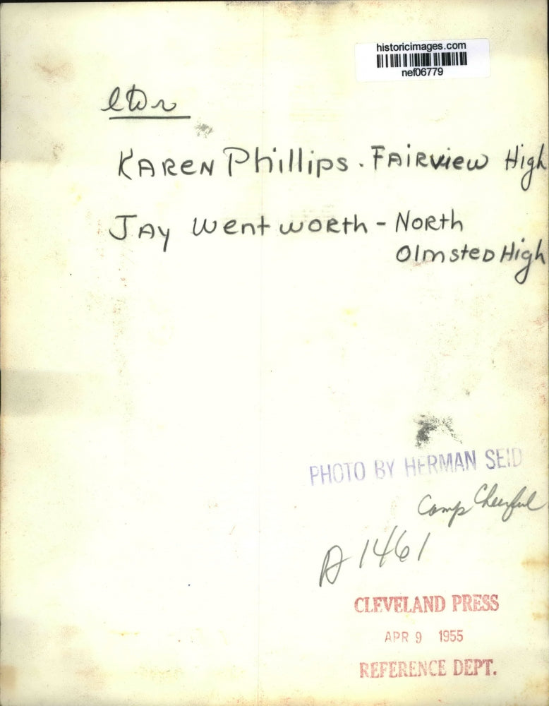 1955 Press Photo High School Couple on Swing Set - nef06779