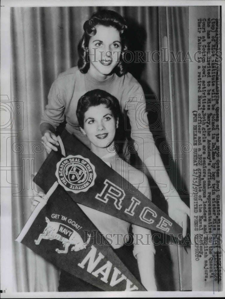1957 Press Photo Ruby Blackledge,Queen of 1958 Bowl Classin with his twin sister