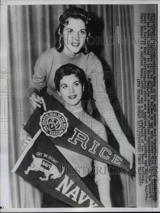 1957 Press Photo Ruby Blackledge,Queen of 1958 Bowl Classin with his twin sister