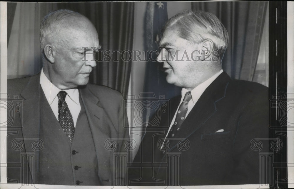 1957 Press Photo Dwight Eisenhower Visited by British Labor Leader Ernest Bevan