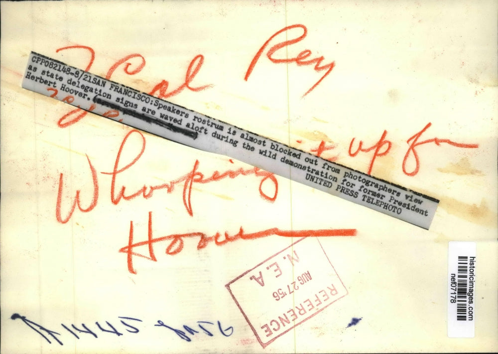 1956 Press Photo Demonstration for for former Pres. Herbert Hoover - nef07178