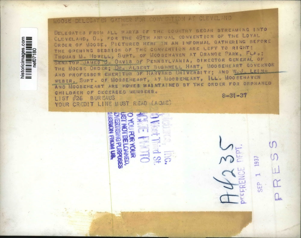 1937 Press Photo Delegates at 49th Annual Convention of Loyal Order of Moose