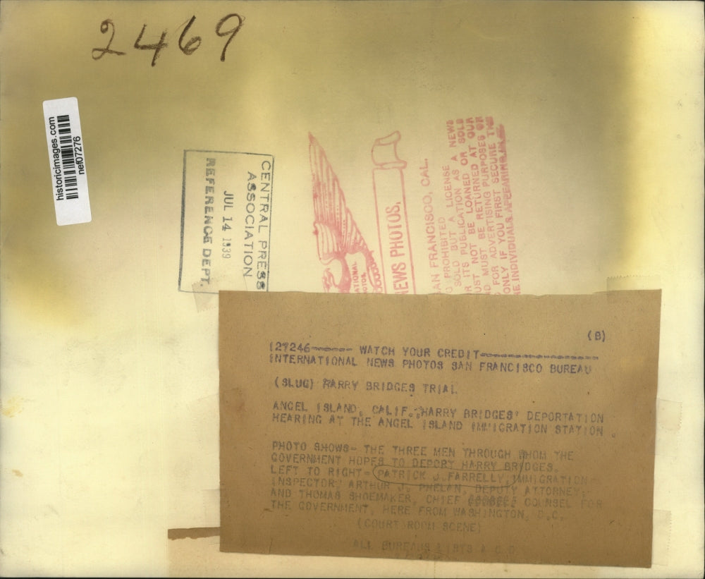 1939 Press Photo Harry Bridges Deportation Hearing at Angel Island California