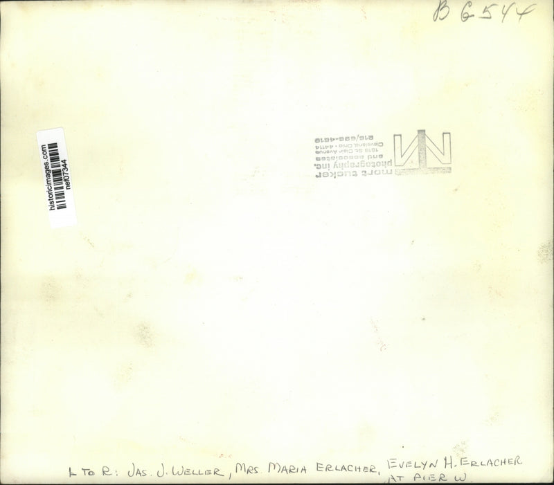 Load image into Gallery viewer, Undated Press Photo JasJWeller,Mrs Maria Erlacher and Evelyn H Erlacher at Pier
