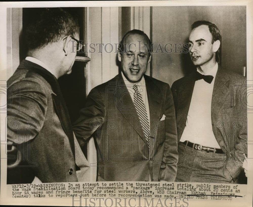 1952 Press Photo Nathan Feinsinger, WSB Chairman talked to reporters- Historic Images