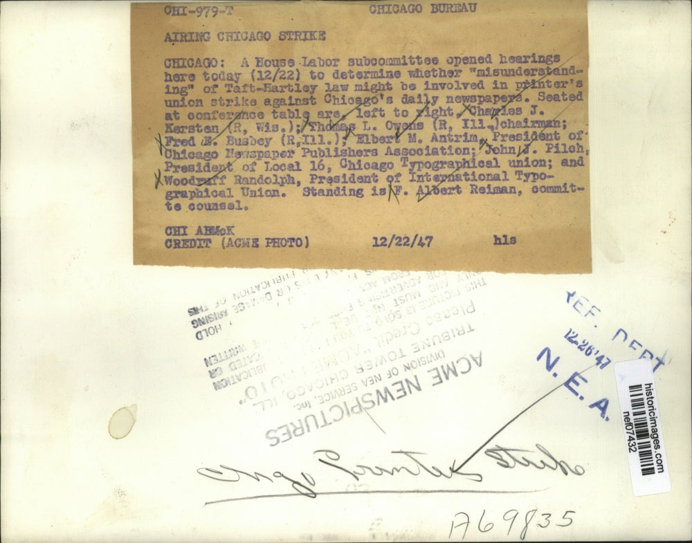 1947 Press Photo House Labor Subcommittee Hearing in Chicago - nef07432