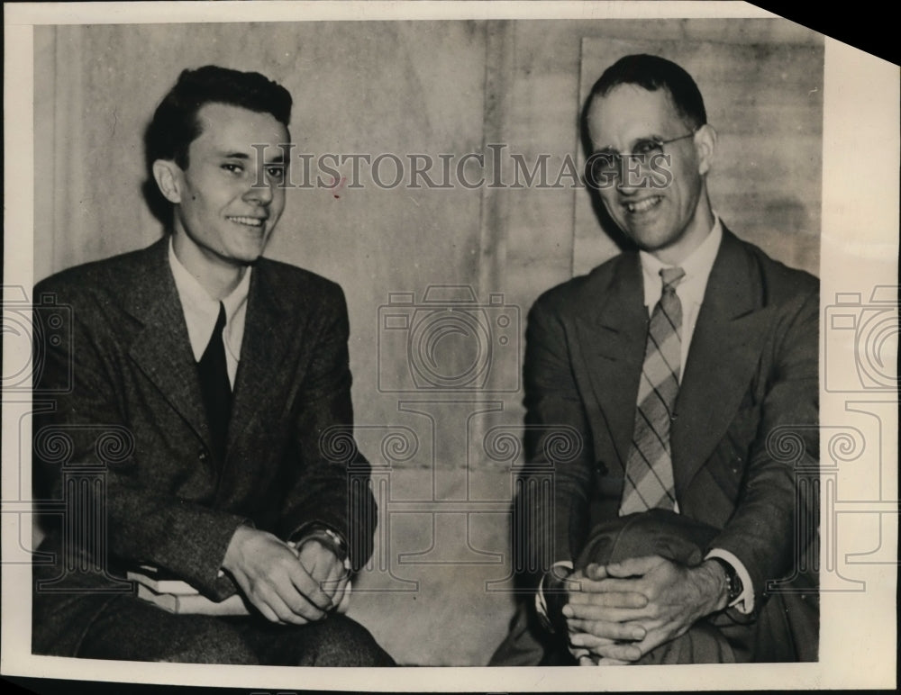 1946 Press Photo Jacques Bidault &amp; Leland Goodrich at Brown&#39;s John Hay Library- Historic Images