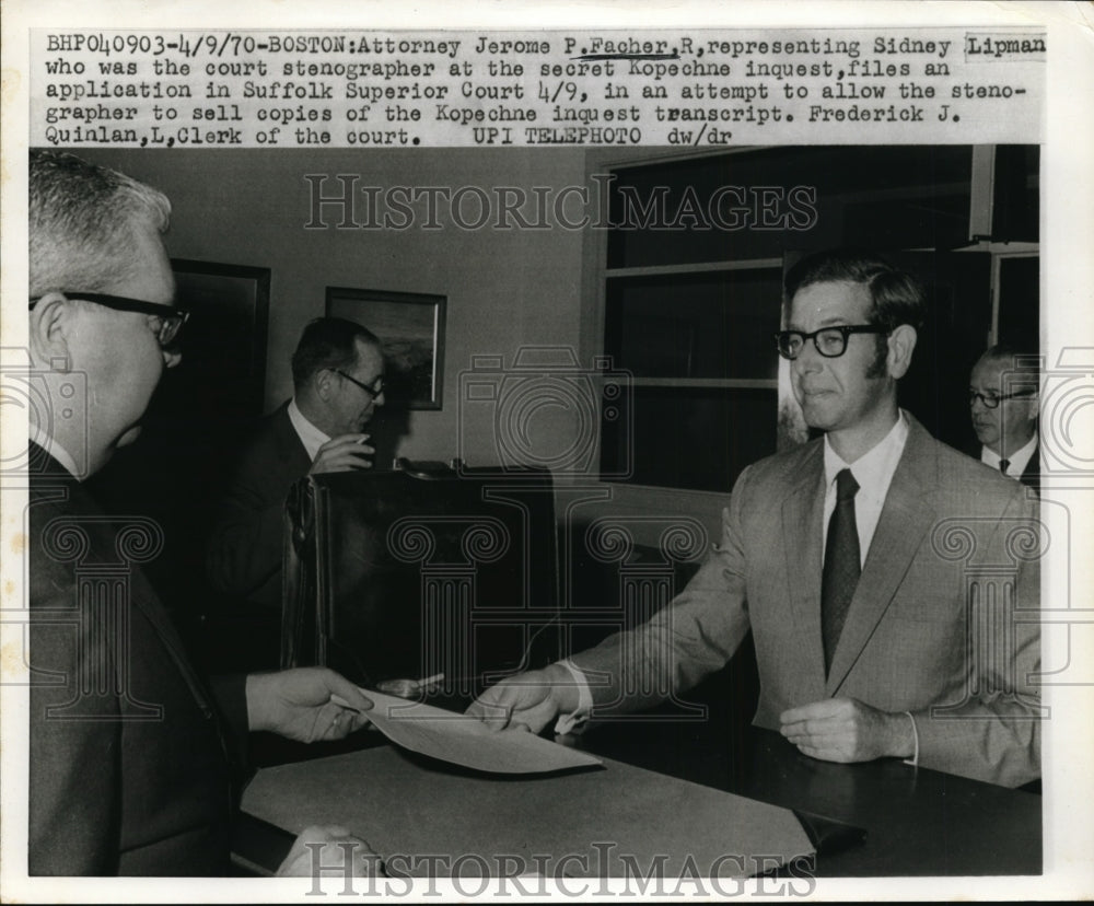 1970 Press Photo Attorney Files Request To Sell Copies of Kopechne Transcript