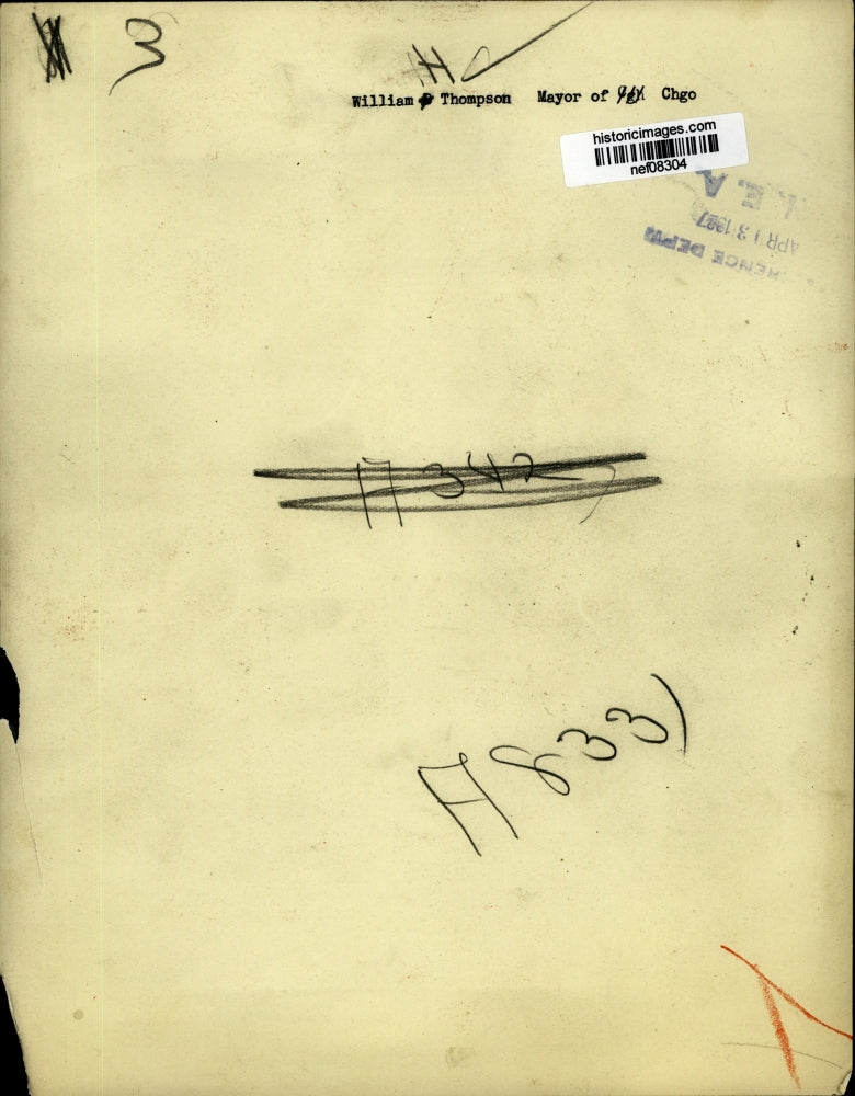 1927 Press Photo Mayor of Chicao William H. Thompson - nef08304