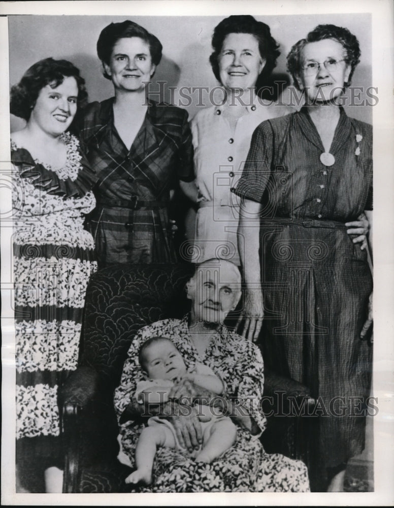 1956 Press Photo Six Generations Celebrate Great Bend's Citizen 100th Birthday