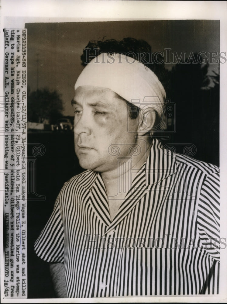 1957 Press Photo Tool Maker Kill Marine Sergent Attempting to Rape His Companion