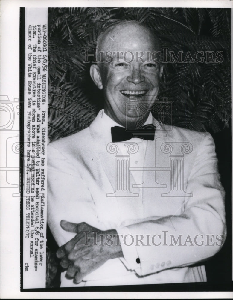 1956 Press Photo Eisenhower at annual dinner of White House News Photogaphers- Historic Images