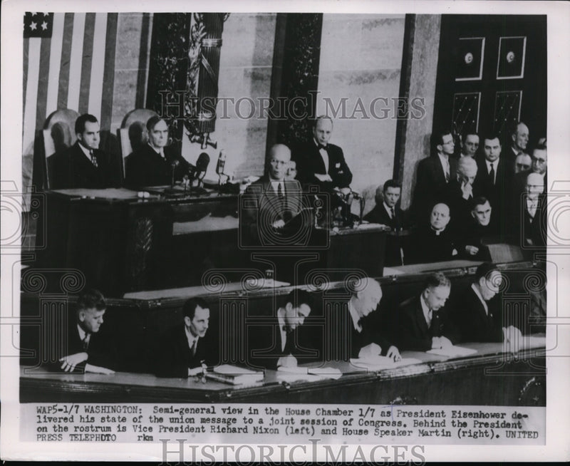 Load image into Gallery viewer, 1954 Press Photo View of House Chamber as Pres Eisenhower delivers Union Message
