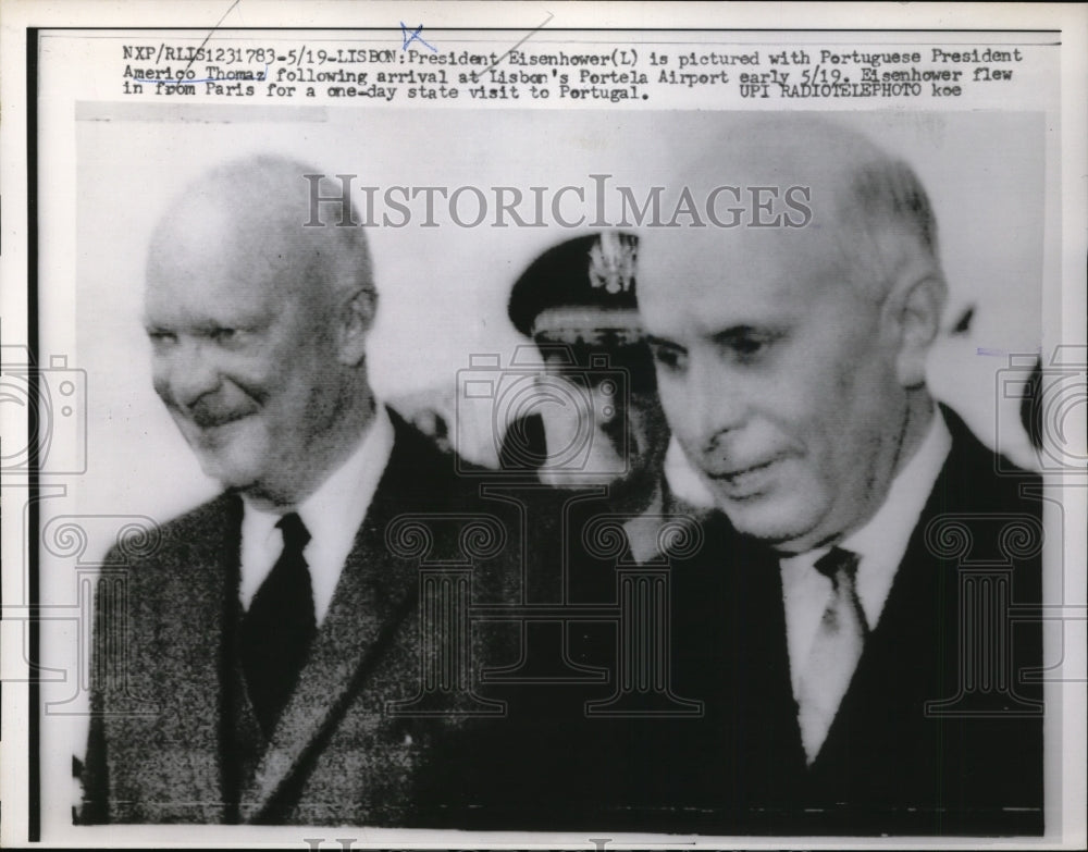 1960 Press Photo Pres Eisenhower pictured with Portuguese Pres Americo Thomaz