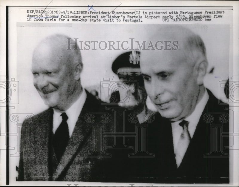 Load image into Gallery viewer, 1960 Press Photo Pres Eisenhower pictured with Portuguese Pres Americo Thomaz
