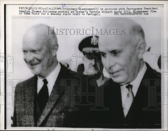 1960 Press Photo Pres Eisenhower pictured with Portuguese Pres Americo Thomaz