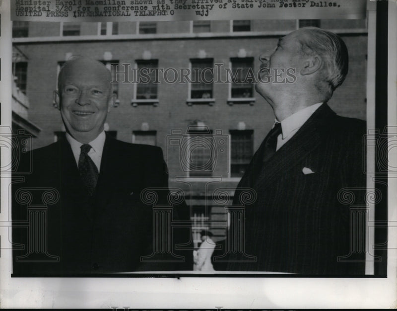 Load image into Gallery viewer, 1959 Press Photo Harold McMillan United Kingdom Minister with John Foster Dulles
