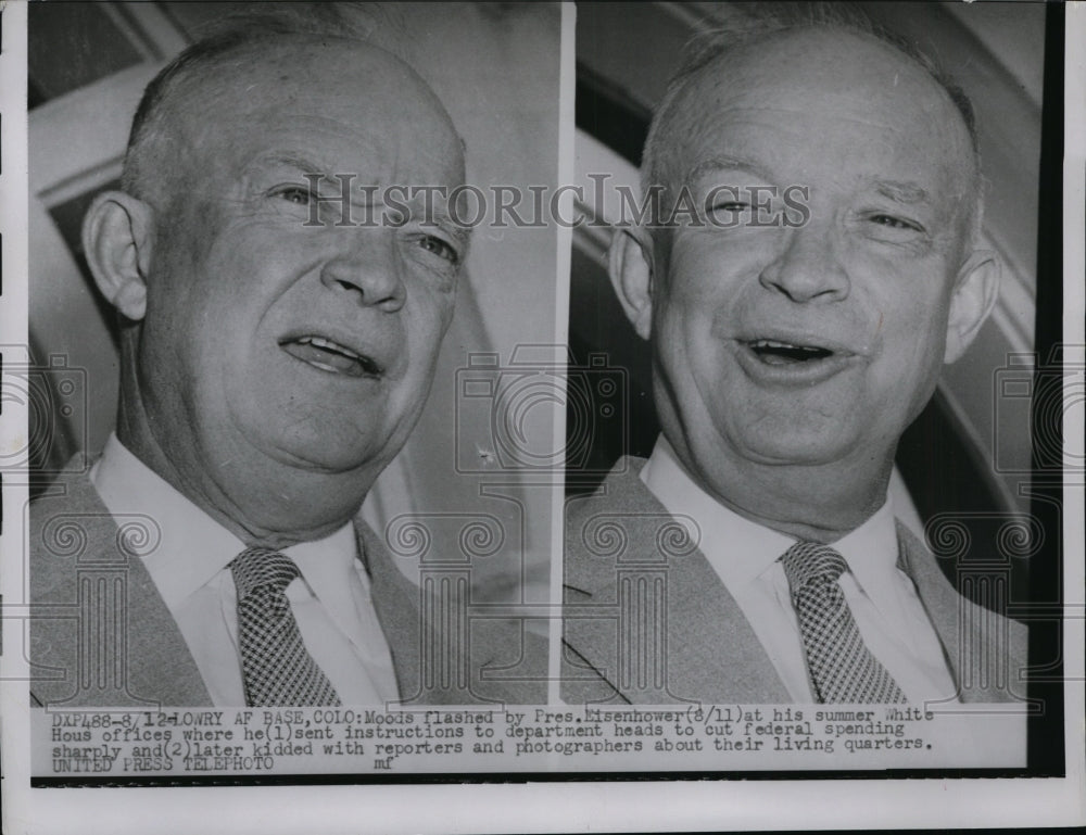 1953 Press Photo Moods Flashed by President Eisenhower at His Summer White House