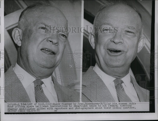 1953 Press Photo Moods Flashed by President Eisenhower at His Summer White House