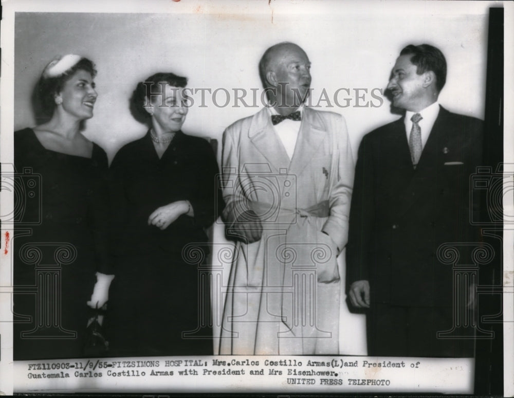 1955 Press Photo Pres and Mrs Eisenhower With Pres Quatemala C. Armas And Wife