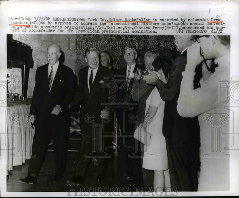 Load image into Gallery viewer, 1968 Press Photo Gov Rockefeler Escorted To 66th Convention Where He Will Speak
