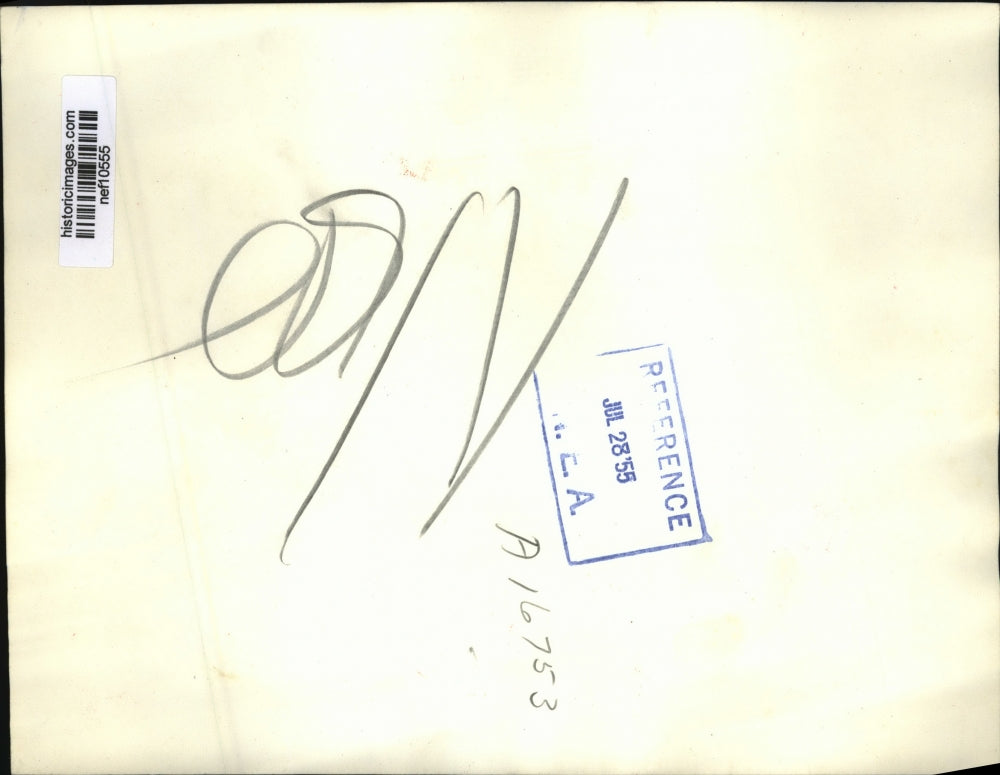 1955 Press Photo Reporters surround Cardinal Spellman aboard the liner Brazil