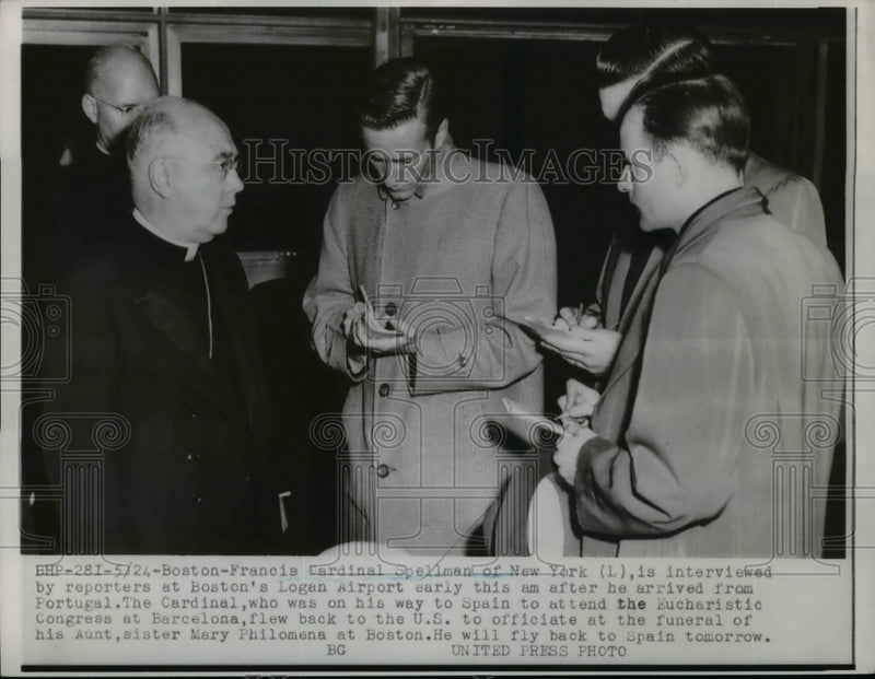 Load image into Gallery viewer, 1952 Press Photo Francis Cardinal Spellman of N.Y interviewed with reporters
