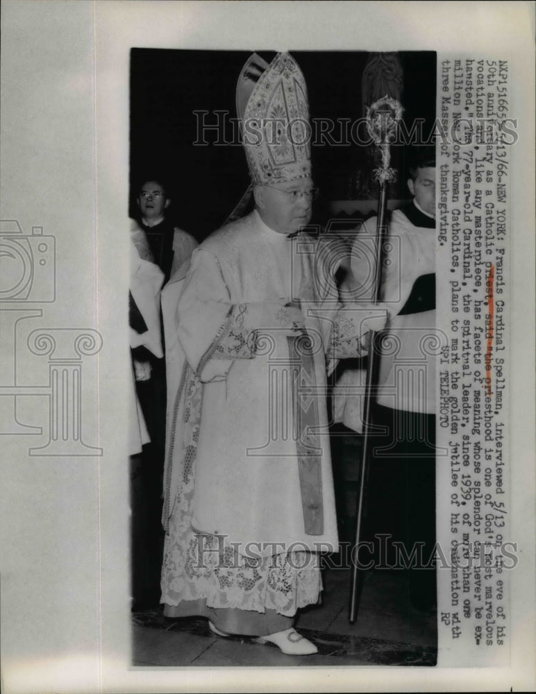 1966 Press Photo Spellman Says Priesthood Is One Of God's Marvelous Vocations
