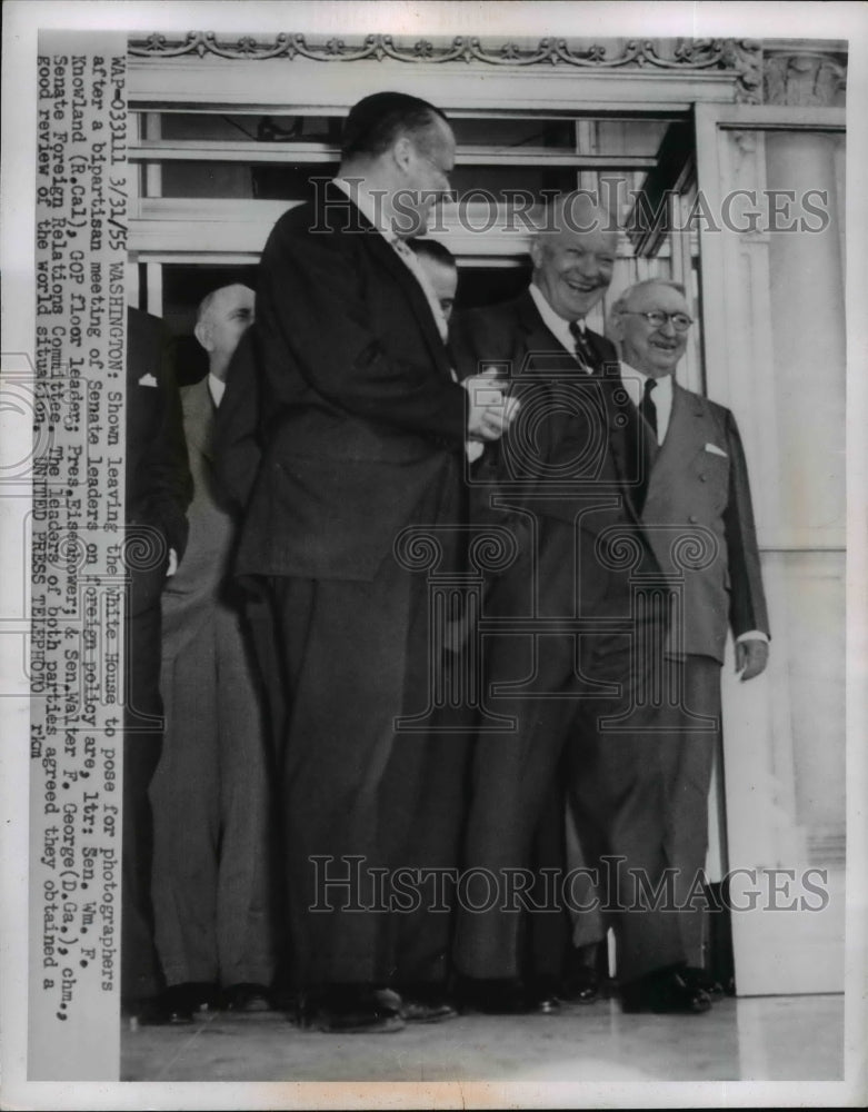 1955 Press Photo Pres.Dwight Eisenhower with Senate Leaders on Foreign Policy
