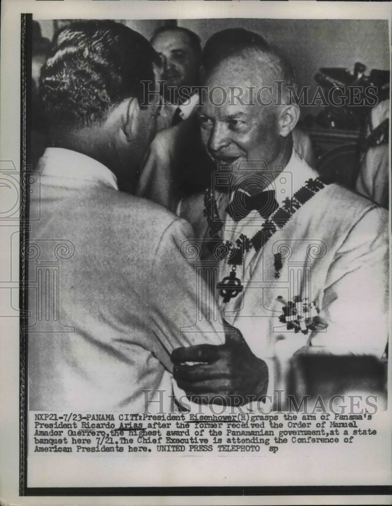 Load image into Gallery viewer, 1956 Press Photo Pres.Dwight Eisenhower and Panama Pres.Ricardo Arias
