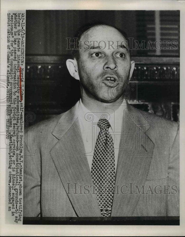 1953 Press Photo M. Cohen Refused To Say He Passed Information To Soviet Secret