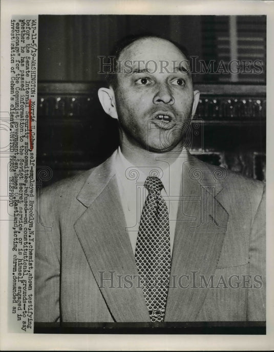 1953 Press Photo M. Cohen Refused To Say He Passed Information To Soviet Secret