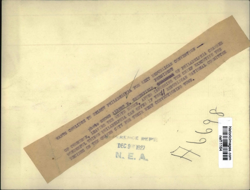 1927 Press Photo A. Greenfield Wants Philadelphia For Next Republican Convention